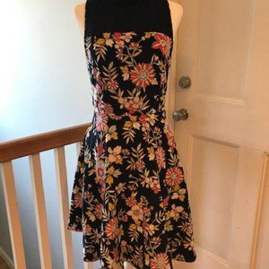 Sleeveless Flower and Blue Dress Mid length